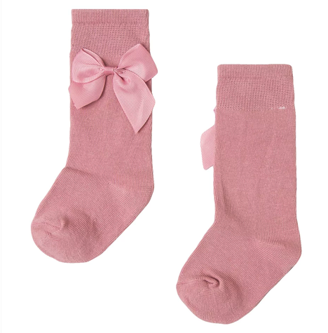 Bow Socks- Dusky pink