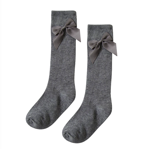 Bow Socks- Grey