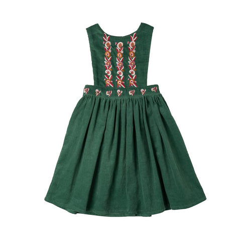 Amelie Pinafore- Moss Green